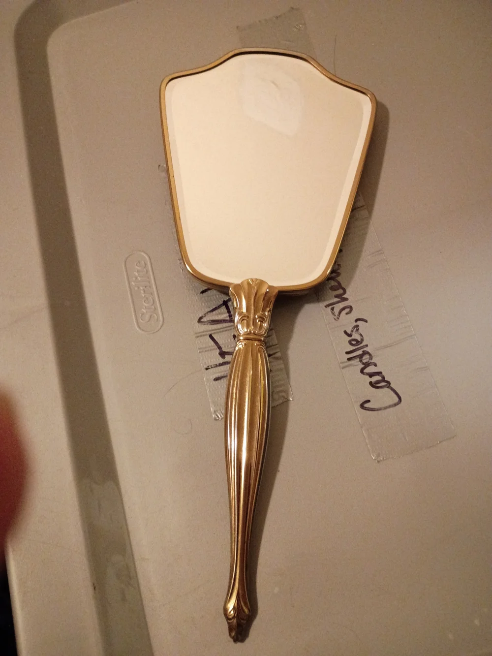 Gold Tone Handheld VINTAGE Vanity Mirror